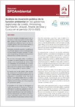 Análisis de inversión pública de la función ambiental en los gobiernos regionales de Loreto, Amazonas, San Martín, Ucayali, Madre de Dios y Cusco en el periodo 2015-2020
